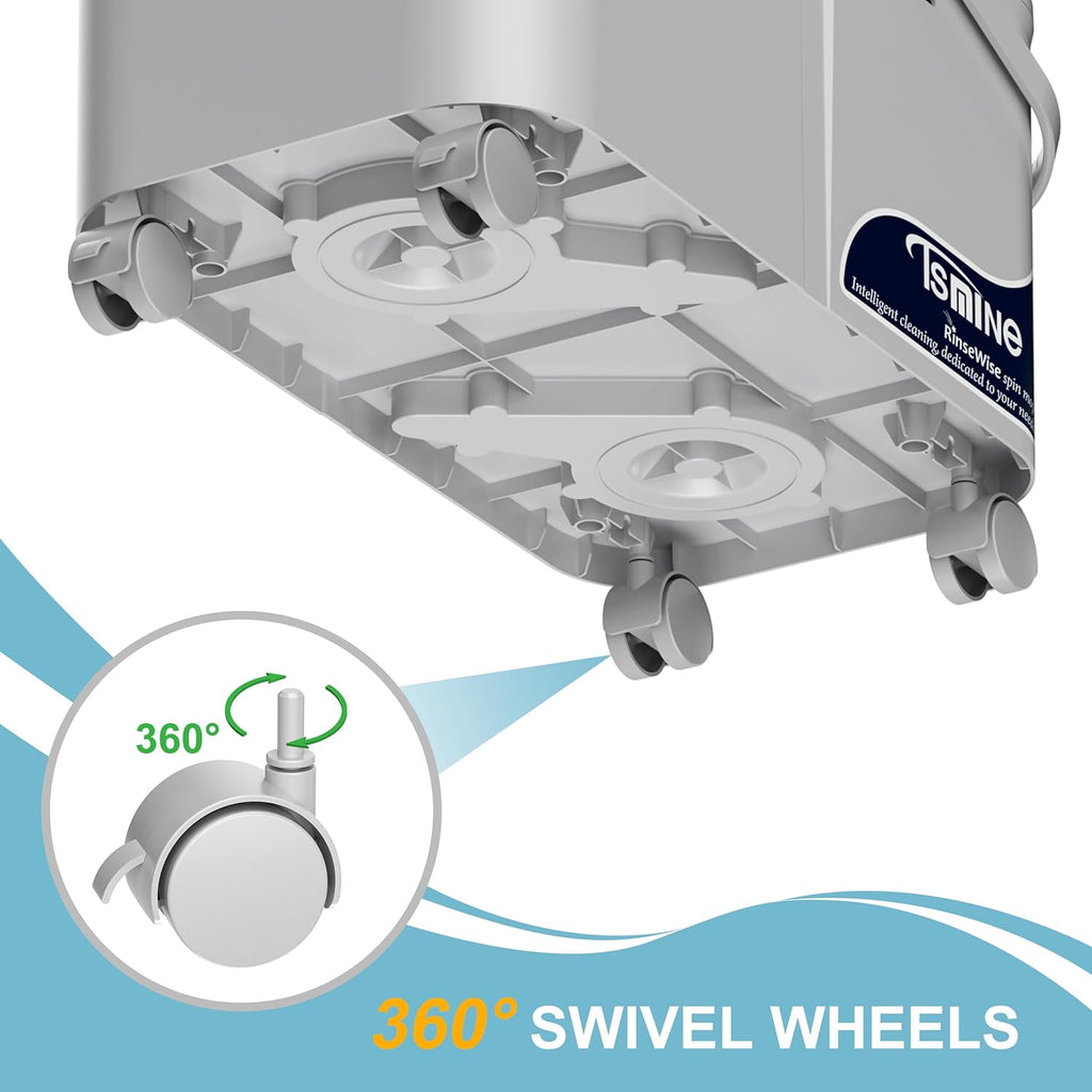 Gen 1 2025 Compact Upgrade Mop Bucket Separate Dirty Water, Hands-Free Floor Cleaning Set with 360° Wheels, Wet Dry Mop for Hardwood, Tile & Laminate Floors, 61" Handle & 6 Mop Heads - Grey