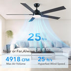 60 Inch Ceiling Fans with Lights and Remote, 6 Speed Reversible DC Motor, 3CCT Dimmable LED, 5 Blades, Brushed Nickel Modern Ceiling Fan for Bedroom, Living Room & Covered Outdoor, Includes Downrod