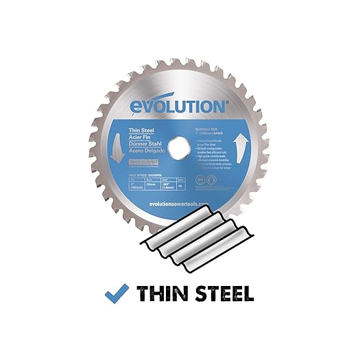Evolution Power Tools 180BLADETS Thin Steel Cutting Blade, 7-Inch x 68-Tooth, Blue