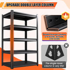 72 ”H Garage Shelving Heavy Duty, Garage Storage Shelves 2500LBS Industrial Shelving Unit, Adjustable Metal Shelving, Steel Garag Organizer, Rack Shelf for Basement, 72 ”H×36”W×16”D