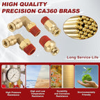 1/4” Quick Push to Connect Fittings Brass Male Straight and Elbow Combination DOT Approved 1/4 Tube OD to 1/4 and 1/8 NPT DOT Air Line Fittings Kit Air Suspension Kit Air Hose Repair Kit 40pcs