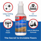 Clean-eez Ultimate Floor Restorer & Polish - Revitalize, Protect, Shine Wood, Laminate, Vinyl, Bamboo, Slate, Terracotta & More (1 Bottle W/Microfiber)