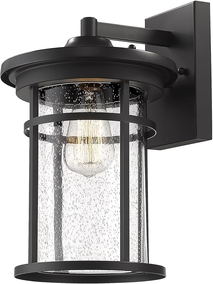 Outdoor Wall Lights, Anti-Rust Outdoor Wall Sconces, Traditional Exterior Lantern, Outside Mounted Lights, Exterior Lighting Fixture for Patio, Porch, Garden,Balcony (Black, 14.17" H)