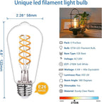 40W Dimmable LED Edison Bulbs, E26 Base Vintage Light Bulbs - Warm 2700K Filament Edison Light Bulbs for Chandeliers, Pendants & Lamps (6-Pack)