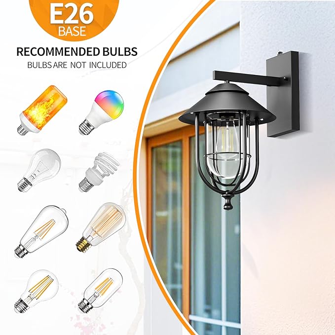 merley Porch Lights Outdoor Modern Wall Lights with Dusk to Dawn Sensor, Rust-Proof & Weather-Resistant Design, Easy to Install – Ideal for House