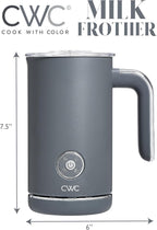 COOK WITH COLOR 4-in-1 Electric Milk Steamer and Frother - 2-Minute Heating and Frothing, Hot and Cold Foam Maker for Coffee, Latte, Cappuccino, Macchiato, Milk Warmer, Auto Shut Off, Grey