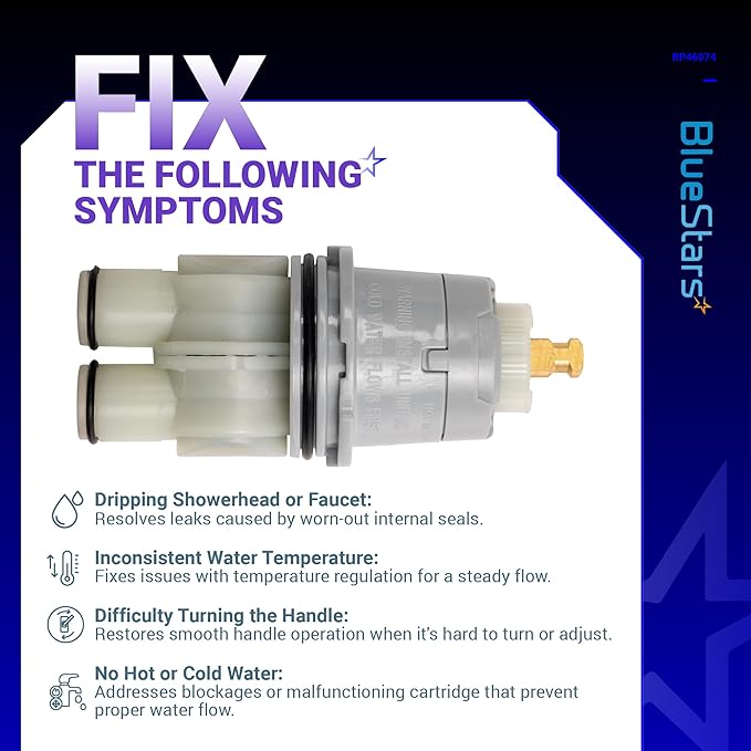RP46074 Delta Shower Valve Cartridge - Compatible with Delta 13/14 Series Bath Tub Shower Faucet Single Handle Universal Shower Valve Cartridge Repair Assembly Replacement Monitor Cartridge Parts