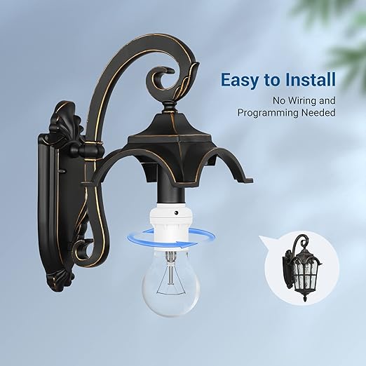 DEWENWILS Light Sensor Socket, E26 E27 Dusk to Dawn Light Bulb Sockets for Light Fixtures, Compatible with Incandescent/CFL/LED/Halogen Bulbs, ETL Listed, 6 Pack, White