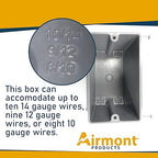 (Pack of 4) Plastic Electrical Box, Grey Outlet Box, Single Gang New Work Junction Box, Captive Nails, 20 cu. Inches, Length 3-5/8'', Width 2-1/8'', Depth 3-1/4''