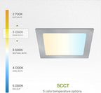 ASD 6 Pack LED Square Recessed Lighting 6 Inch, 5 CCT 2700K-5000K, 15W 60W Eqv, Ultra Thin Dimmable Ceiling Lights with J Box, Canless Wafer Downlight, Slim Panel Light, UL Energy Star, Brushed Nickel