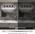 Bathroom Vanity Light - 5-Lights LED 30W - Dimmable Over Mirror Light Fixture for Brightening Your Bath - Gold and Black Wall Sconces with Acrylic Lampshade - Daylight 5500K