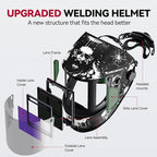 ARCCAPTAIN Auto Darkening Welding Helmet with Side View, 180° Panoramic View, 1/1/1/1 True Color Large Viewing Welding Hood with 4 Arc Sensor Solar Powered, Wide Shade 4/5-9/9-13 for TIG MIG ARC CUT