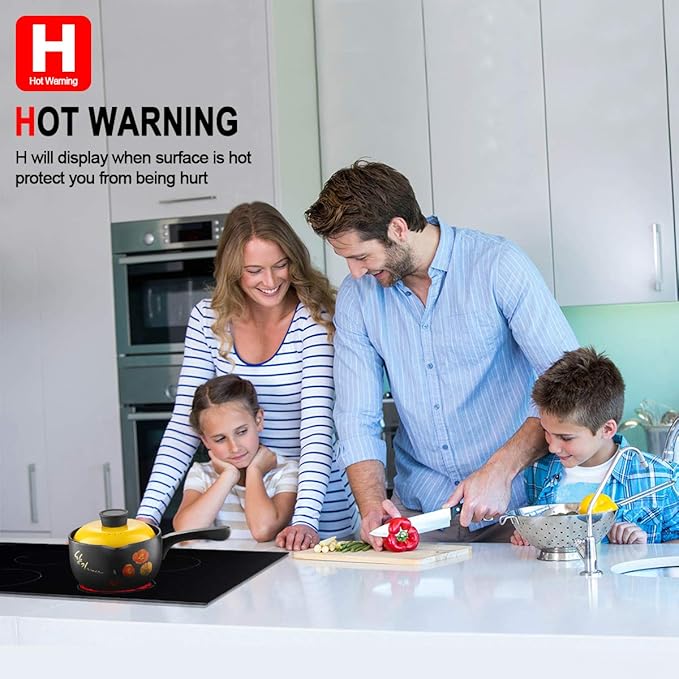 GASLAND Chef 30 Inch Electric Cooktop 4 Burners, Electric Ceramic Cooktop CH77BS, 7 Power Levels, Built-in Radiant Electric Stovetop, Mechanical Knob Control, Hot Surface Indicator, Hardwired, 240V