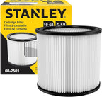 Stanley 08-2501 High Efficiency Shop Vac Filters, Replacement Cartridge Filter Fit for Most 5-18 Gallon Wet Dry Vacuum Cleaners, Shop Vacuum Wet and Dry Accessories Replacement Parts, 08-2501