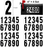 Reflective Number Stickers, 4 Sets 4 Inch Vinyl Waterproof Black Mailbox Numbers for Outside, Strong Self-Adhesive House Numbers Decals for Mailbox Door Signs Trucks