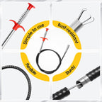 Drain Snake, 2 Pcs Drain Clog Remover(63 In And 35.5In), Upgraded Sink Drain Cleaner, Flexible Plumbing Snake With 4 Claws, Snake Drain Hair Removal Tool, Toilet Snake Drain Clog Remover