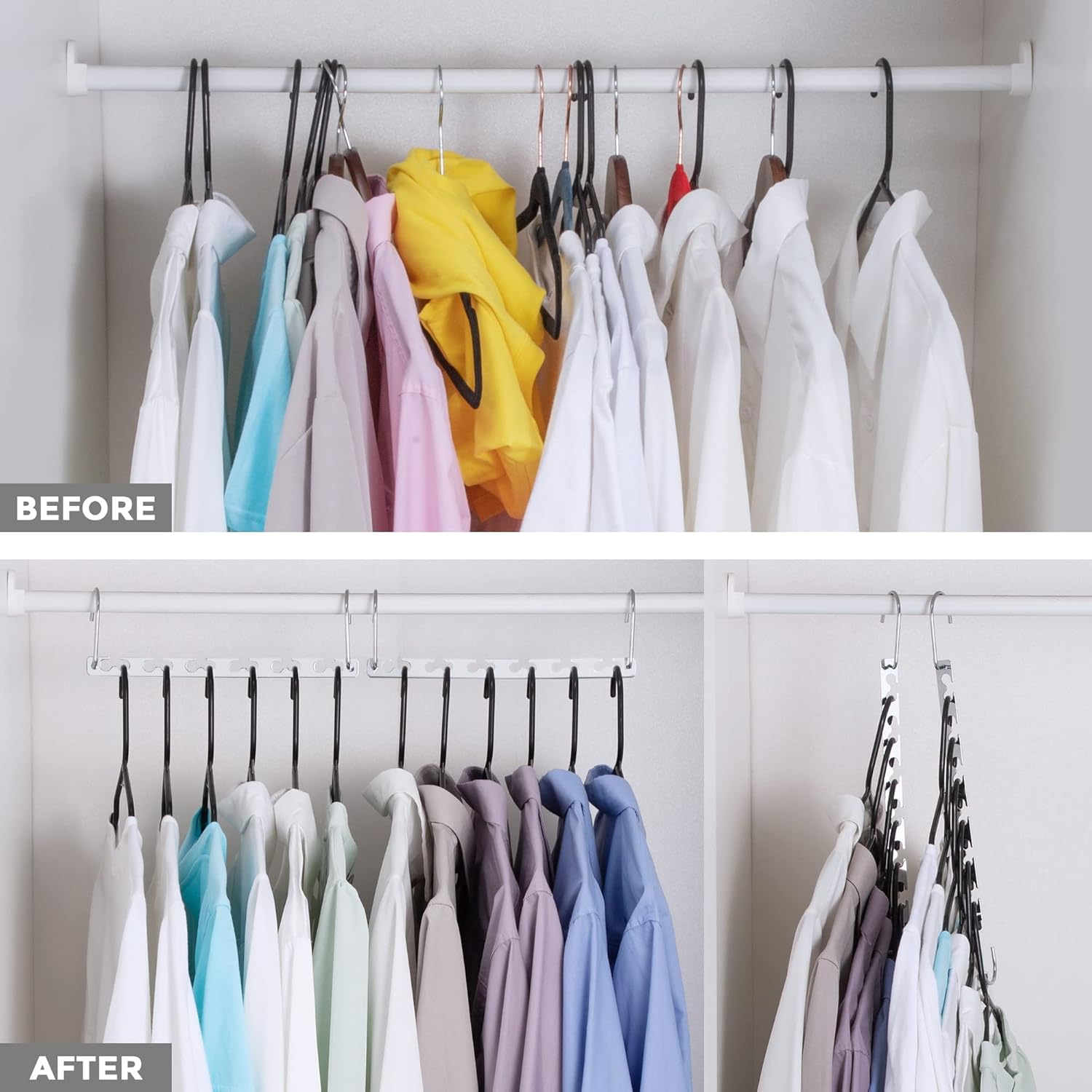 HOUSE DAY Space Saving Hangers for Clothes 20 Pack, Heavy Duty Hanger Organizer | 30 Lbs Capacity |, Metal Magic Hanger, Sturdy Multi Hangers, Closet Space Saver Closet Organizers and Storage