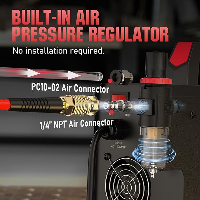 YESWELDER CUT-65DS PLUS Plasma Cutter, 65Amp 110V/220V Non-High Frequency Non-Touch Pilot Arc 4-In-1 Plate Cutting/Grid Cutting/Gouging/Marking Multifunctional Plasma Cutting Machine