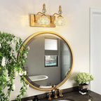 Modern Glass Crystal Vanity Light - Vintage Bathroom Lighting Fixtures Over Mirror, 2 Light Vanity Lights G9 Bulb (11.81 Inch, Gold)