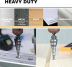 M2 HSS Quick Change 1/8" - 1/2" Step Drill Bit Double Fluted Drill Bits for Hole Drilling in Stainless Steel, Copper, Aluminum, Wood, Plastic