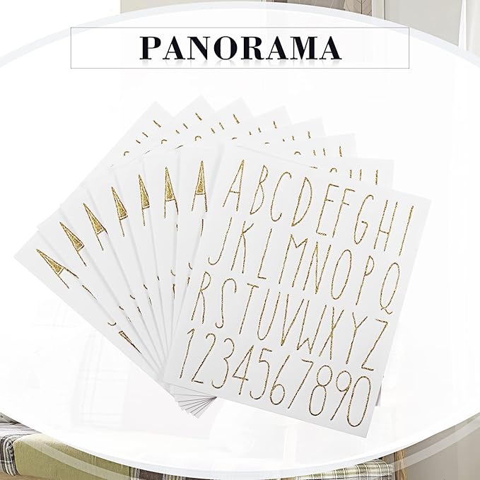 8 Sheets Vinyl Letter Stickers Waterproof Self Adhesive Letter Numbers Alphabet Modern Mailbox Numbers Sticker for Back to School DIY Mailbox House Home Business Address(1 Inch,Gold)