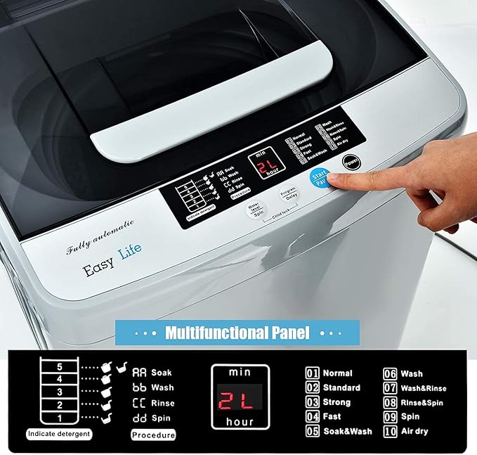 FUTADA Full Automatic Washing Machine, 2 in 1 Portable Laundry Washer, 8.8 Lbs Washer & Dryer Combo w/Built-in Barrel Light, LED Display, Energy Saving Top Load Washer for Camping, Apartment, Dorm