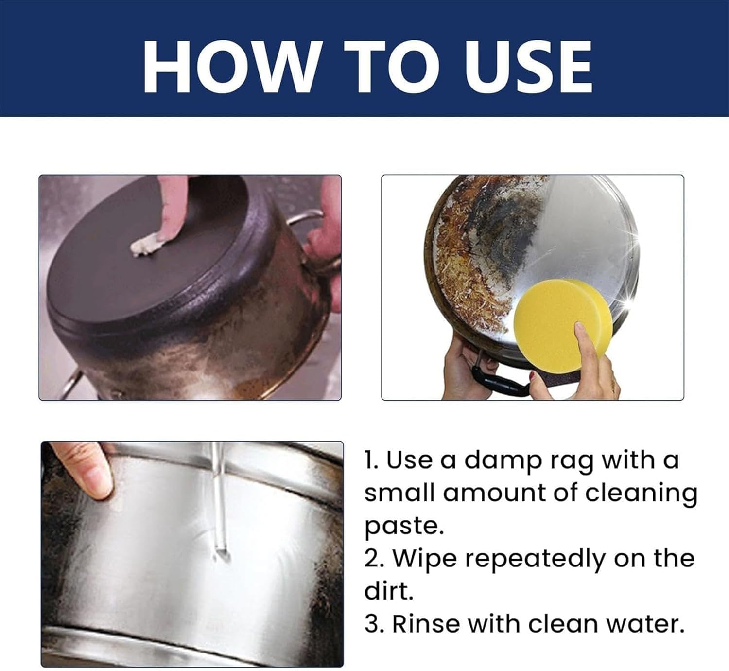 Magical Nano-Technology Stainless Steel Cleaning Paste-Surface Safe, Stainless Steel Clean Wax, Metal Polish Cream, 3 in 1 Stainless Steel Wax Cleaner, for Grease, Oven, Sink (2)