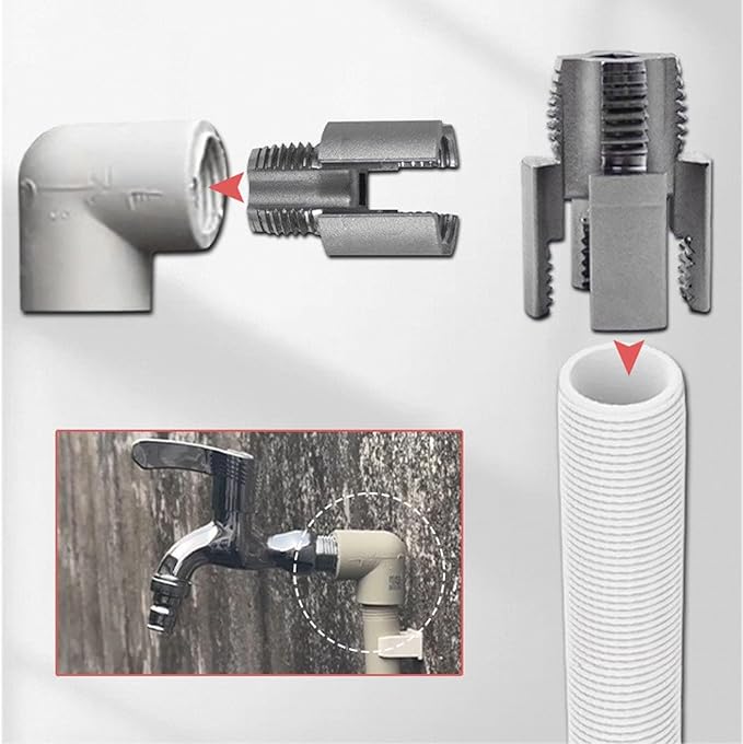 Integrated Internal & External Pipe Threading Tool, Electric Drill Compatible, 1/2" & 3/4" Pipe Sizes, PVC Pipe Thread Repair-Chasing & Restoring, Thread Trimming and Angle Bolt Repair Tool