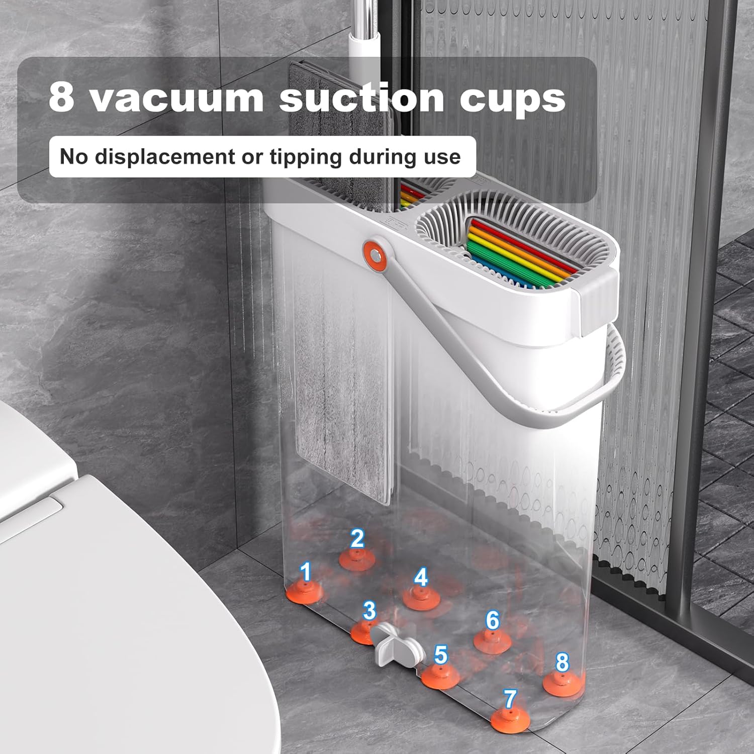 JOYBOS Mop and Bucket with Wringer Set, Hands Free Flat Floor Mop and Bucket, with 2 Washable Microfiber Pads, Wet and Dry Use, Floor Cleaning System