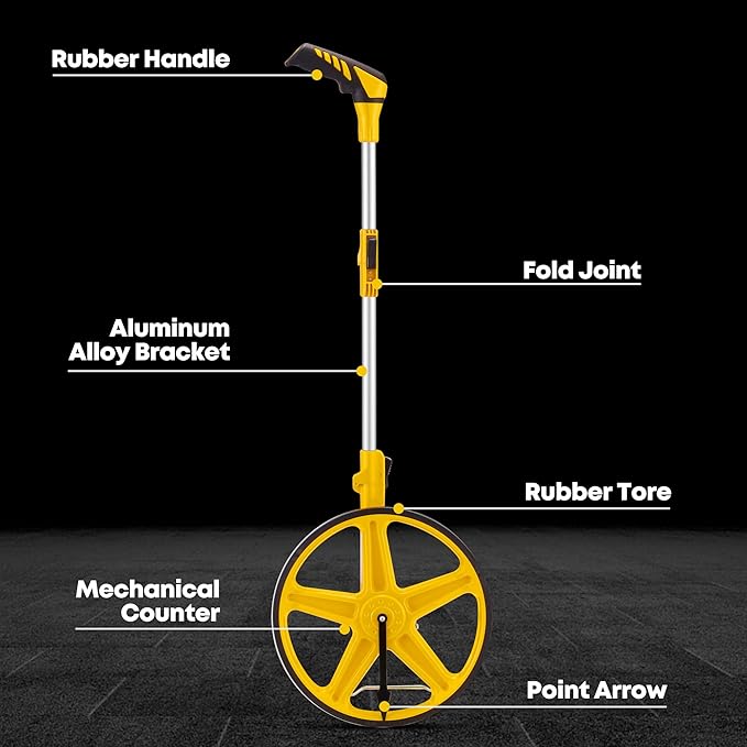 SILVEL 12 Inch Measuring Wheel, MAX9999FT Measuring Wheel in Feet and Inches, One key to Zero Rolling Tape Measuring Wheels, yellow