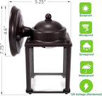 LIT-PaTH Outdoor Wall Lantern, Wall Sconce as Porch Lighting Fixture, E26 Medium Base 60W Max., Aluminum Housing Plus Glass, Bulbs NOT Included, 2-Pack, Bronze Finish