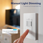 LIDER Motion Sensor Dimmer Switch for Dimmable 200W LED/CFL Lights, 3-Way, 120 V, Modern Upgrade, No Neutral Required, No Ground Required, UL Listed, Wall Plate Included, White, 2 Pack