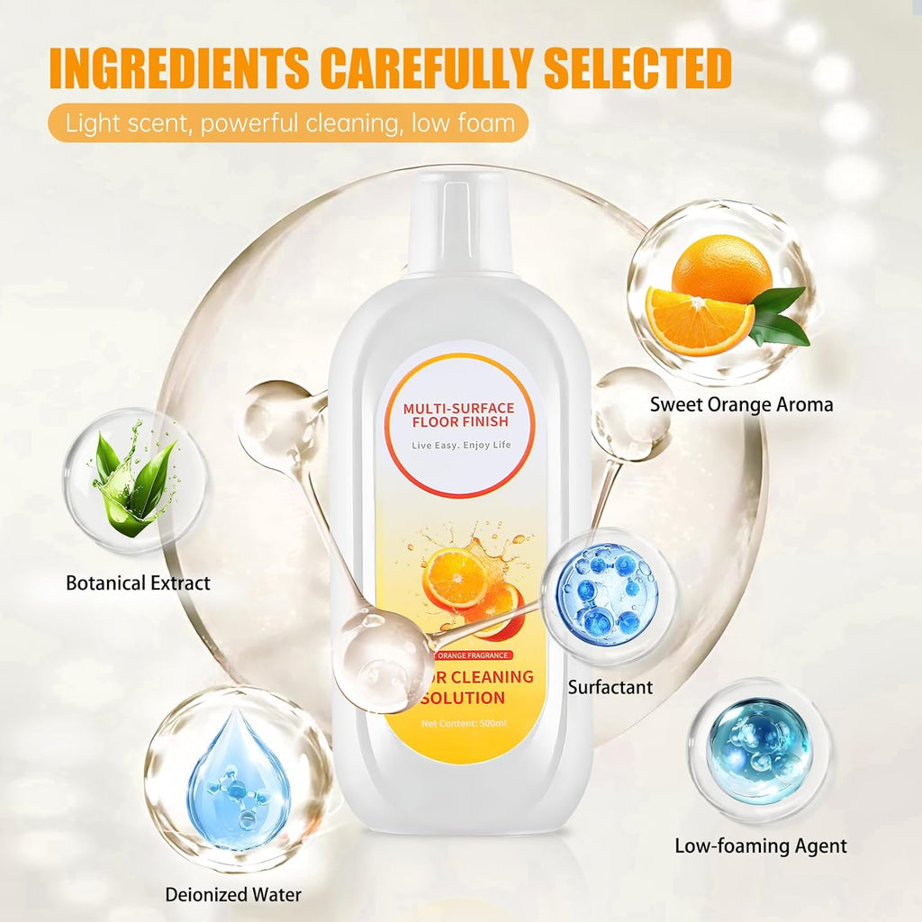Floor Cleaning Solution Compatible with Tineco iFLOOR Series, All Robot Vacuums & Wireless Wet-Dry Mops, 2 Bottle Floor Cleaner Refill, Orange Scent