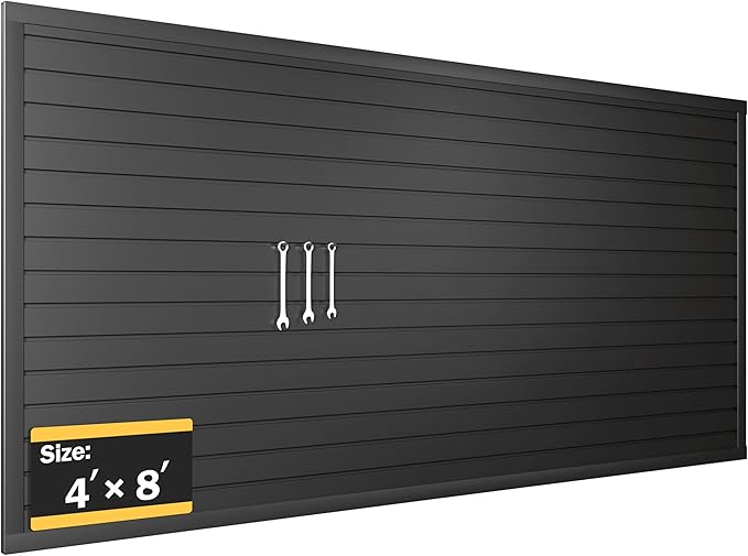 RORA Slat Wall Paneling Garage Slat Wall Storage Systems 4x8 ft Slatwall Black Heavy Duty Satwall for Tool Organization ,Pvc SlatWall Panels,Fits for Storage and Display