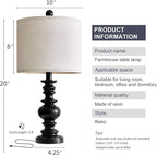 BOBOMOMO 20" Table Lamp Set of 2 for Bedroom Living Room Vintage Rustic Traditional Nightstand Bedside Lamps（Suitable for Decorating Small Areas）