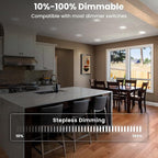 Gefolly LED Can Lights Selectable 2700K/3000K/4000K/5000K/6000K, Recessed Lighting 6 Inch Recessed Ceiling Light, 4 Pack