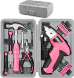 Hi-Spec Electric Screwdriver 19pc 3.6V Pink USB Small Power Screwdriver Set. Cordless & Rechargeable wtih Compact Hand Tool Box Set