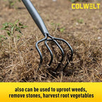 Colwelt 4 Tines Garden Cultivator Rake 59'', Hand Tiller Garden Tool with Sharp Forged Steel Head, Cultivators for Gardening with Long Handle, Garden Tiller for Digging Loosening Weeding