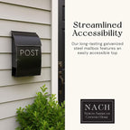 NACH Mailboxes for Outside Wall Mount, 15 x 9.5 x 4 inches, Rustic Black Wall Mounted Mailbox and Newspaper Holder, Waterproof Mailbox for Door - The Rustic Milano Mailbox