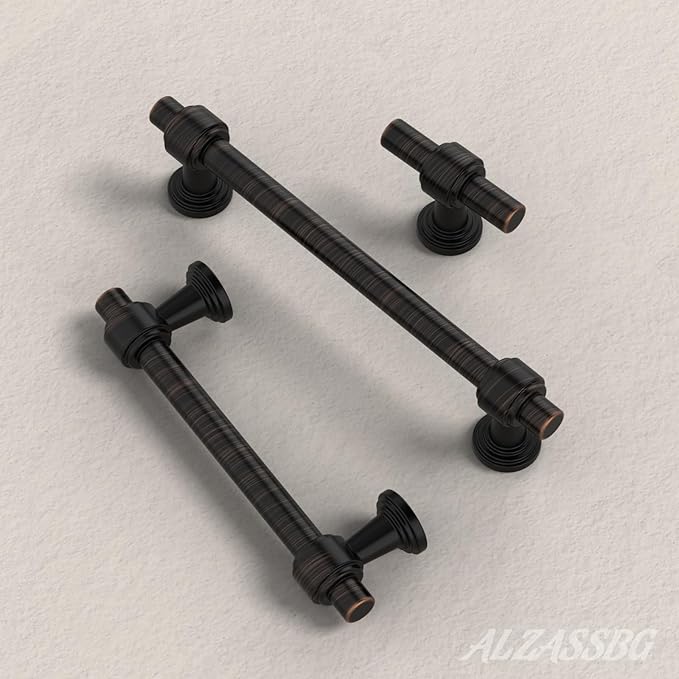 Alzassbg 10 Pack Oil Rubbed Bronze Cabinet Knobs, 1.9 Inch(49mm) Cabinet Handles Kitchen Hardware Straight Bar for Cabinets and Drawer AL3505ORB