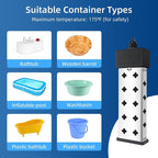 Immersion Water Heater 1800W, Portable Submersible, Real Time Temp Display, Thermostat Temp Control, Dry Burn Protection, Heating for Buckets Bathtubs Hot Tubs Above Ground and Inflatable Pools