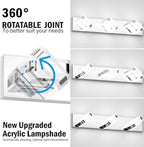 Tipace LED Modern Bathroom Vanity Light Fixtures (3-Light,23.6-Inch), Acrylic Chrome Bathroom Wall Lighting Fixtures Over Mirror (Cool White 5500K) with Rotatable Vanity Lights Heads