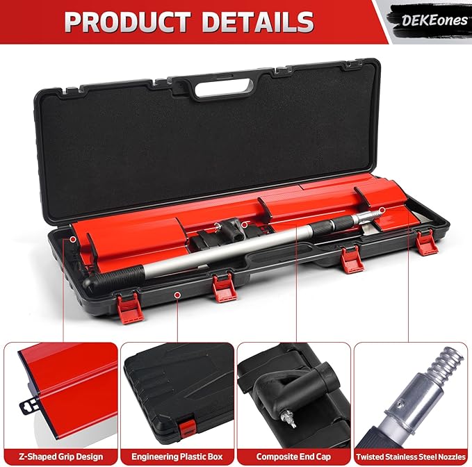 DEKEones Drywall Skimming Blade Set with Portable Case, Stainless Steel 6", 10",16", 24"&32" Skimming Blades with 28"-62" Extension Handle, Drywall Finishing Tools for Plasterboard and Wallboard