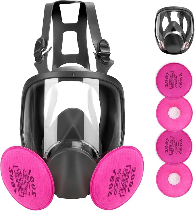 Reusable Half Face and Full Face Gas Mask with Activated Carbon Filter Against Organic Vapor/Dust/Chemical