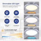 55In Flush Mount Ceiling Fan with RGB Light - White Modern Ceiling Fan with 6 Dual-Sided Blades, Reversible DC Motor, Low Profile Fan Light Fixture for Indoor Bedroom, Outdoor Patios