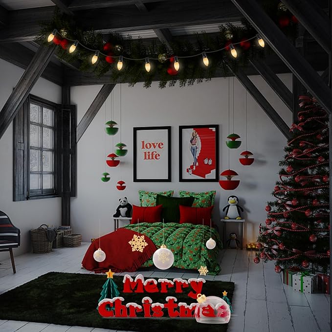 25 Pack Christmas Replacement Bulb, C9 Ceramic White Outdoor Christmas Bulb for Christmas Party String Lights, E17 Intermediate Base, 7W Night Light Bulbs for Indoor Outdoor Holiday Decor