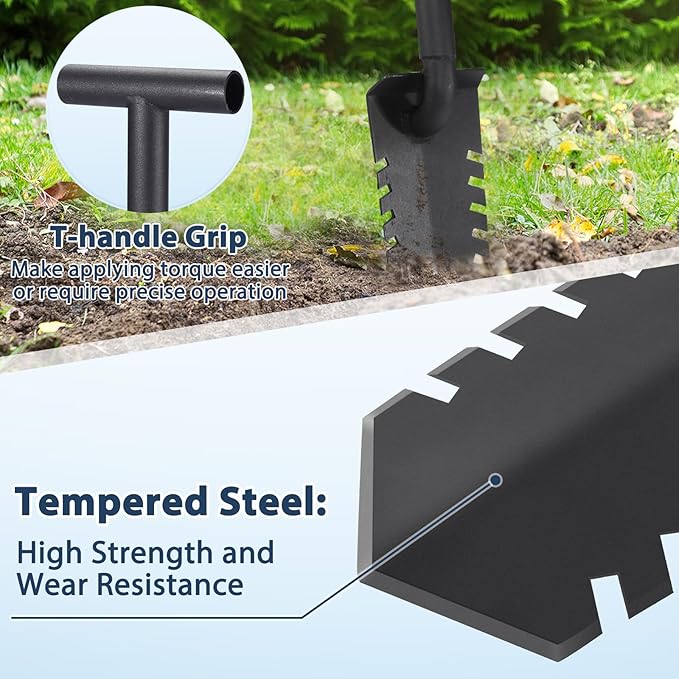 40" Metal Detecting Shovel Digging Tool, T-Handle Metal Detector Shovels, Root Slayer Shovel for Landscapers Lawn Gardeners Relic & Gold Prospecting