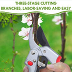 Garden clippers, premium Germany pruners, Work 3 times easier, professional ratchet pruning shears, cutting rose, flower, hedge, stem, tree, Sharp gardening scissors, Arthritis weak hand snips