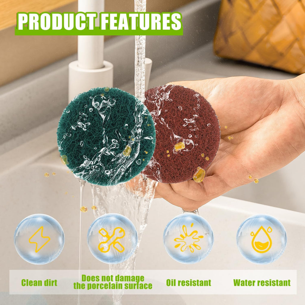 5 Inch Scrub Drill Brush Power Scouring Pads Household Cleaning Set for Kitchen Bathroom 4 Red Pads 4 Green Pads 1 Drill Attachment and 1 Universal Shaft