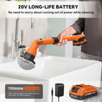 1000RPM Electric Spin Scrubber, 20V Cordless Cleaning Brush with Adjustable Extension Arm, 4 Replaceable Cleaning Heads, Hook and Gloves, 1 Hour Fast Charge, Waterproof - for Bathroom/Tub/Tile/Floor